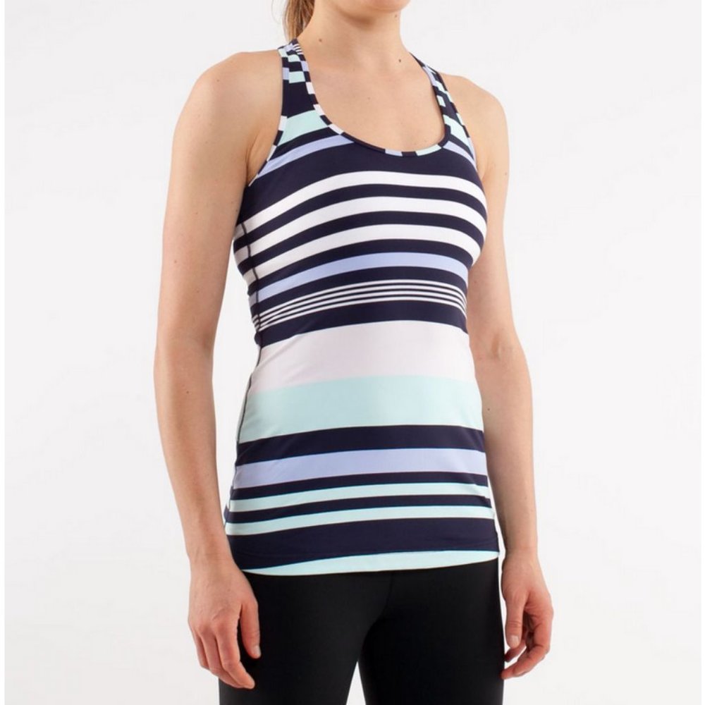 Lululemon Cool Racerback Discover Stripe White Deep Indigo 2